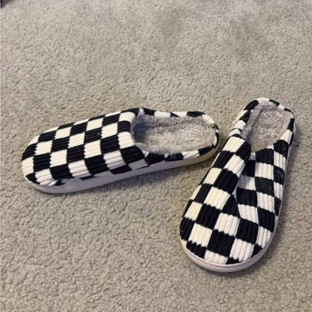 Checkered Black and White Slippers